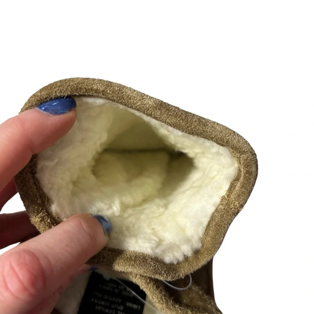 NWT Vintage 1970’s Cowhide Split Leather Sherpa Lined Gloves Sz MD